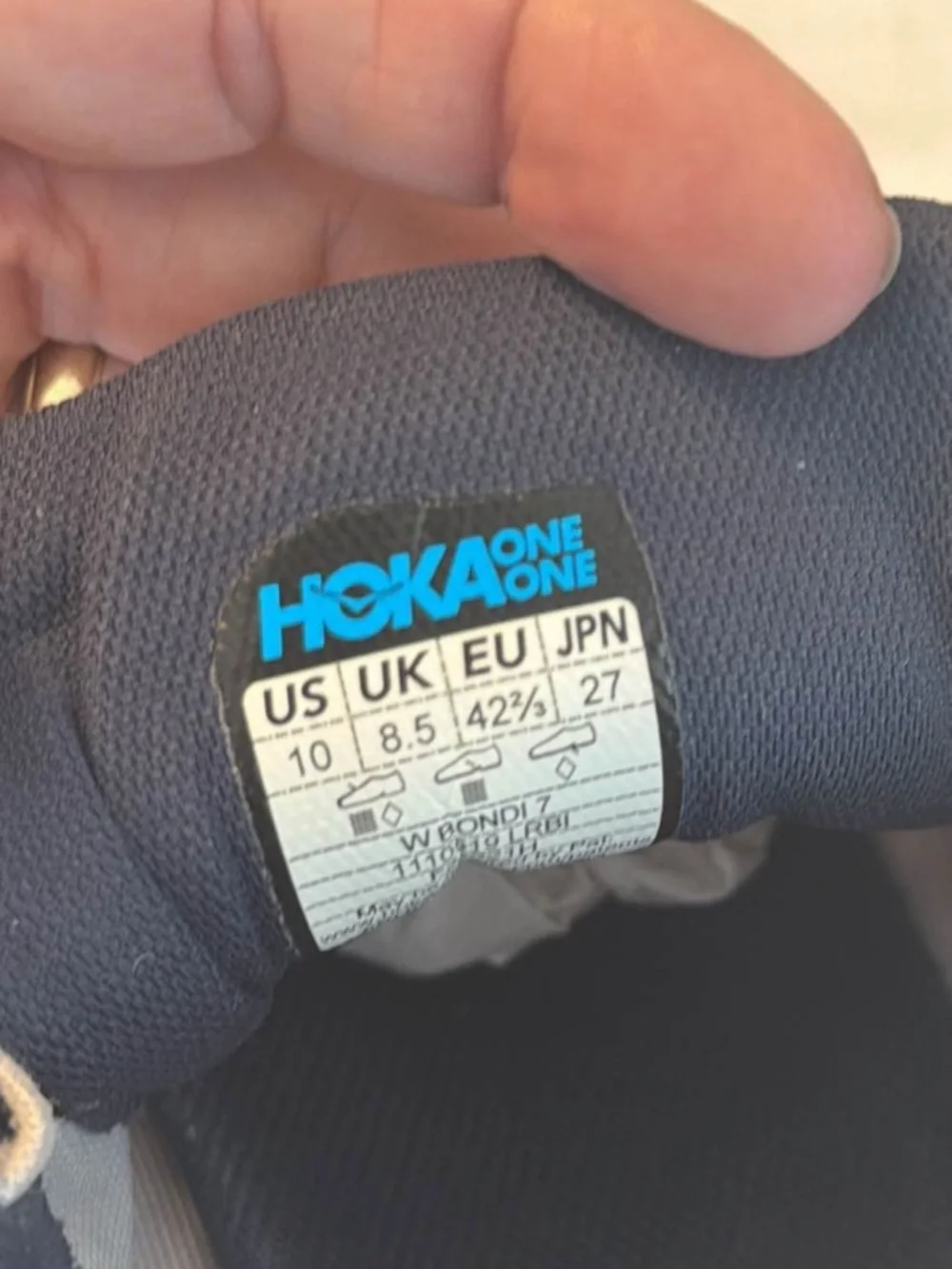 Hoka One One Dark Gray and Blue Logo Running Shoes - Picture 5 of 7